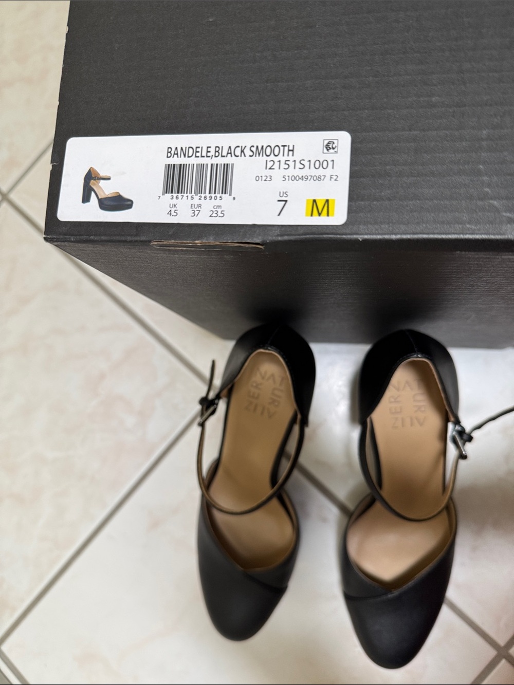 Naturalizer Black Leather Ankle-Strap Pumps - Picture 5 of 5